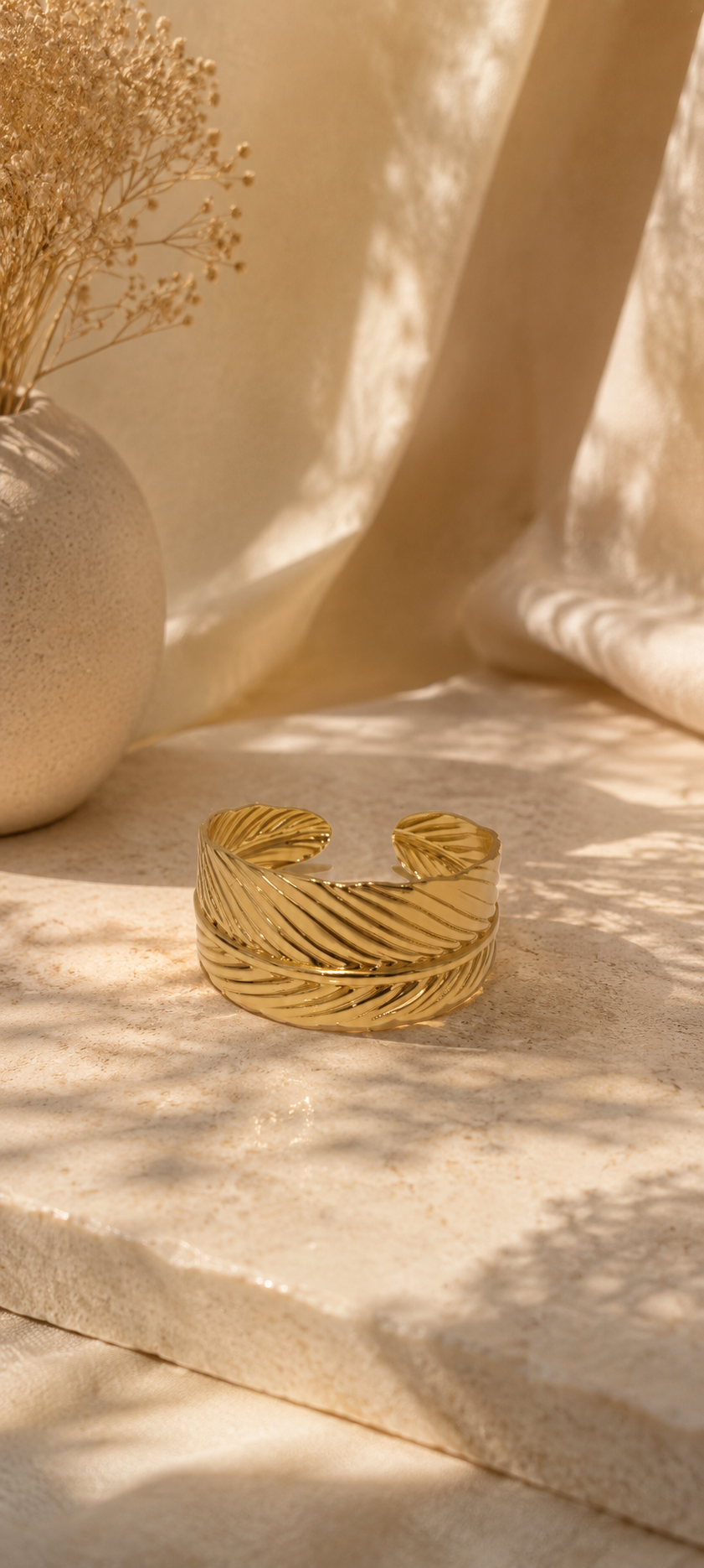 Golden Feather Statement Cuff