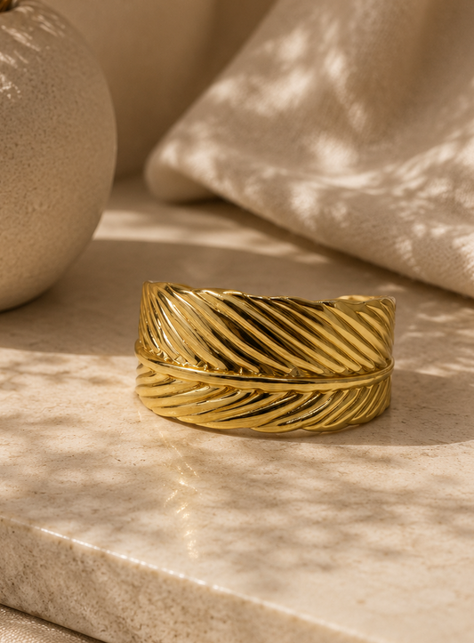 Golden Feather Statement Cuff