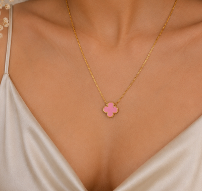 Pink Clover Necklace
