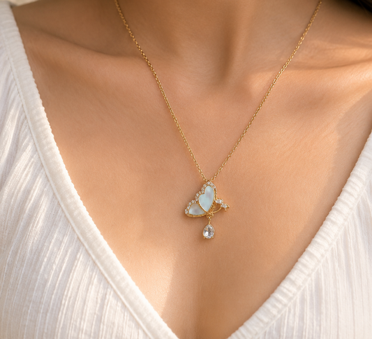Butterfly Charm Necklace(Blue)