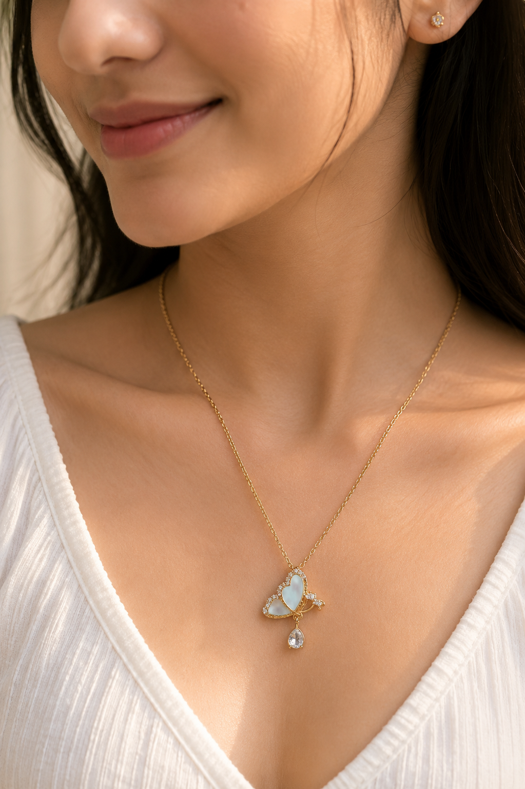Butterfly Charm Necklace(Blue)