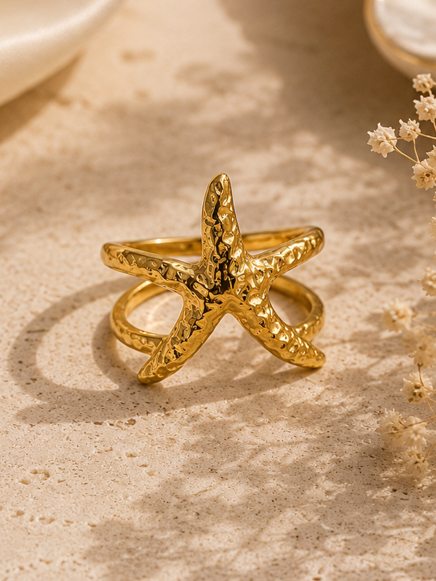 Golden Starfish Ring