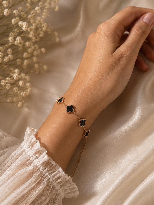 Midnight Clover Bracelet ( Rose Gold Tone)