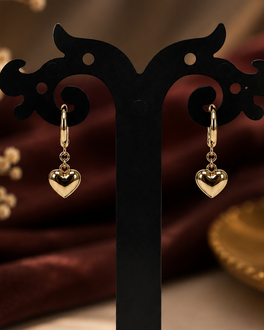 Golden Heart Drop Hoops