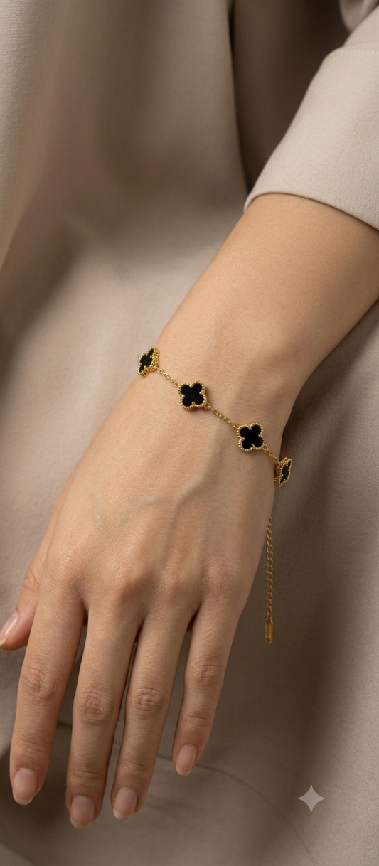 Black Clover Bracelet (Gold tone)
