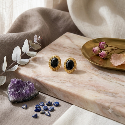 Midnight Oval Stud Earrings