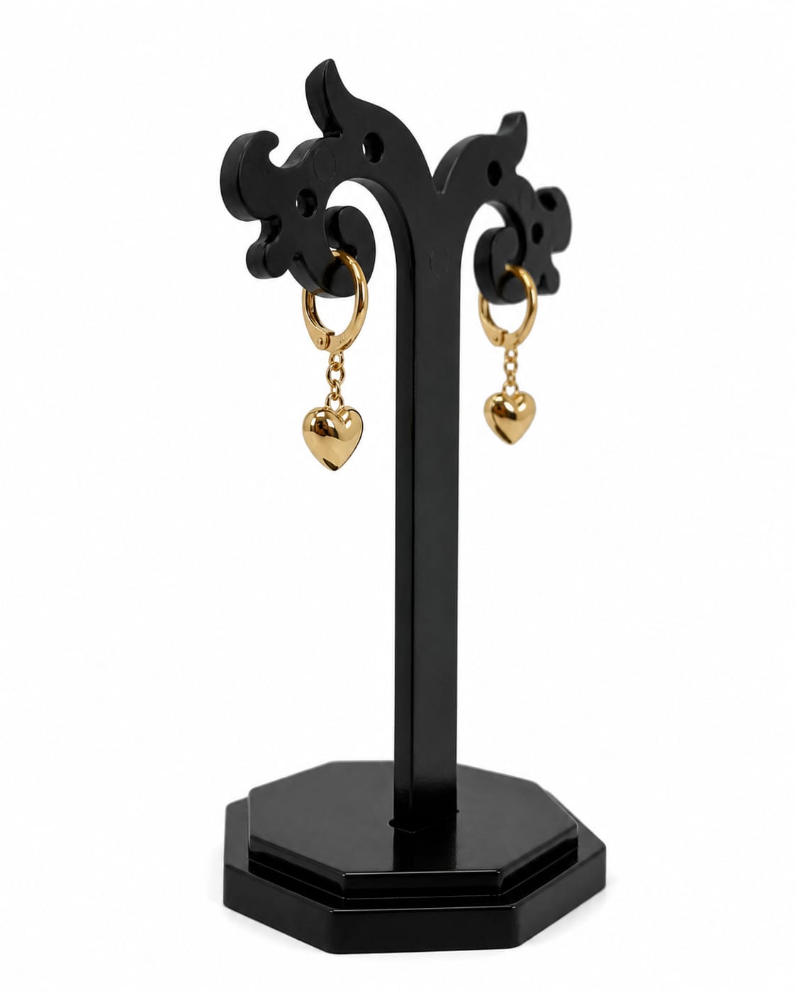 Golden Heart Drop Hoops