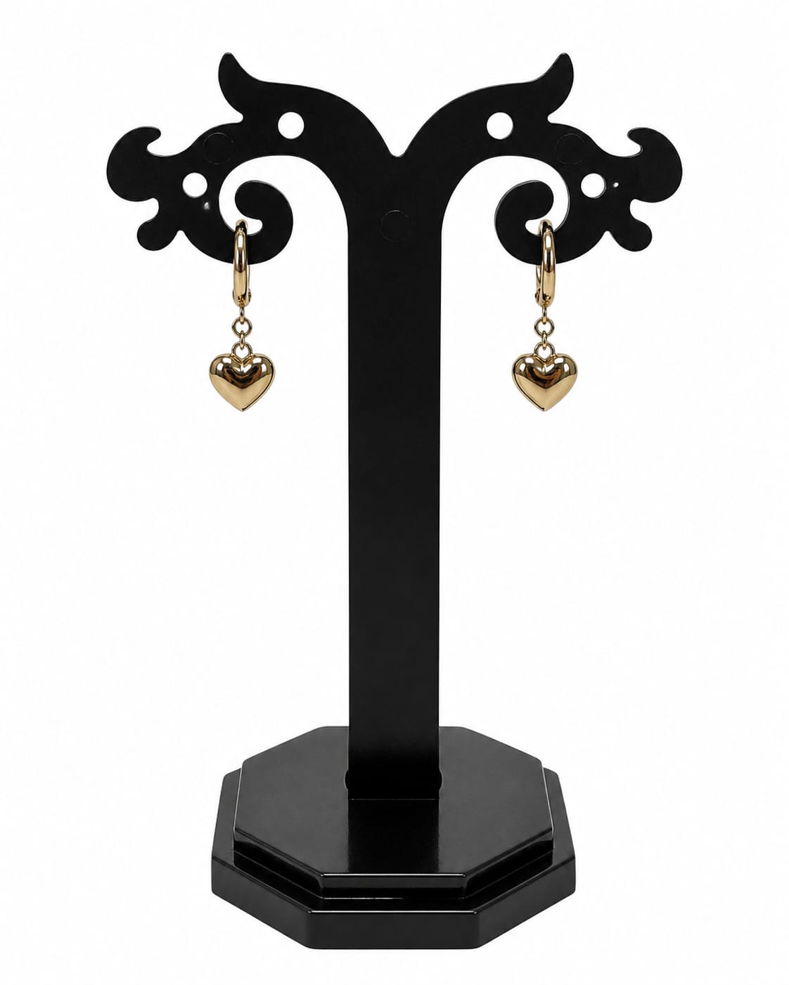 Golden Heart Drop Hoops