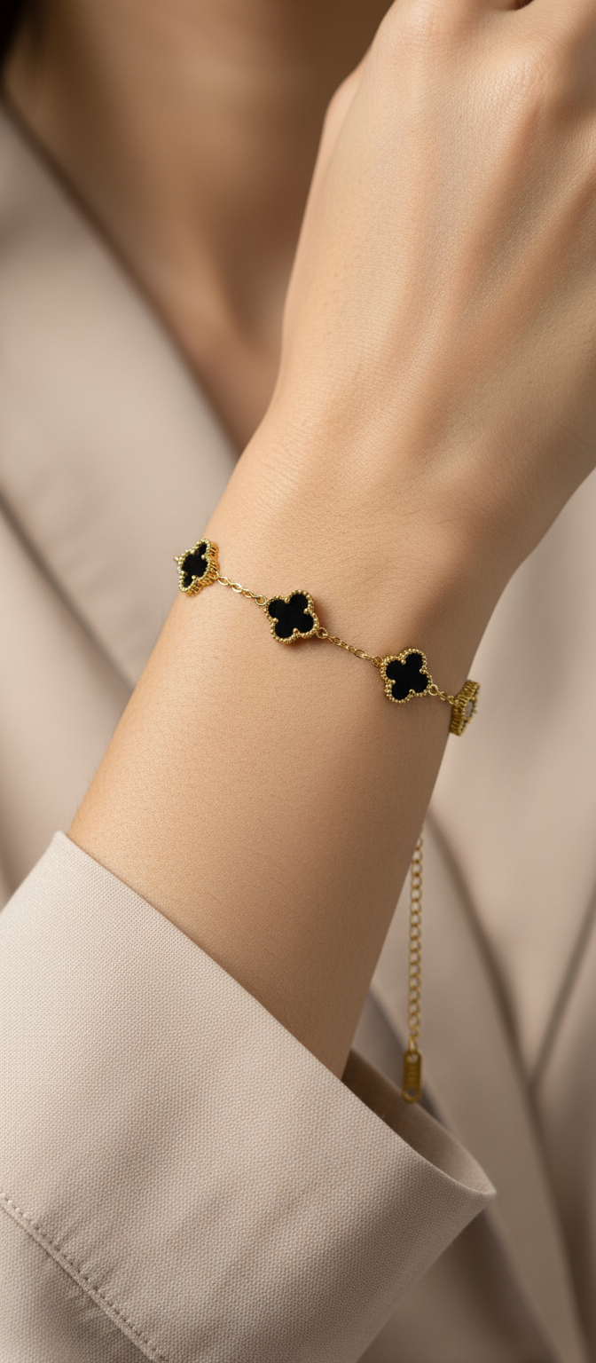Black Clover Bracelet (Gold tone)