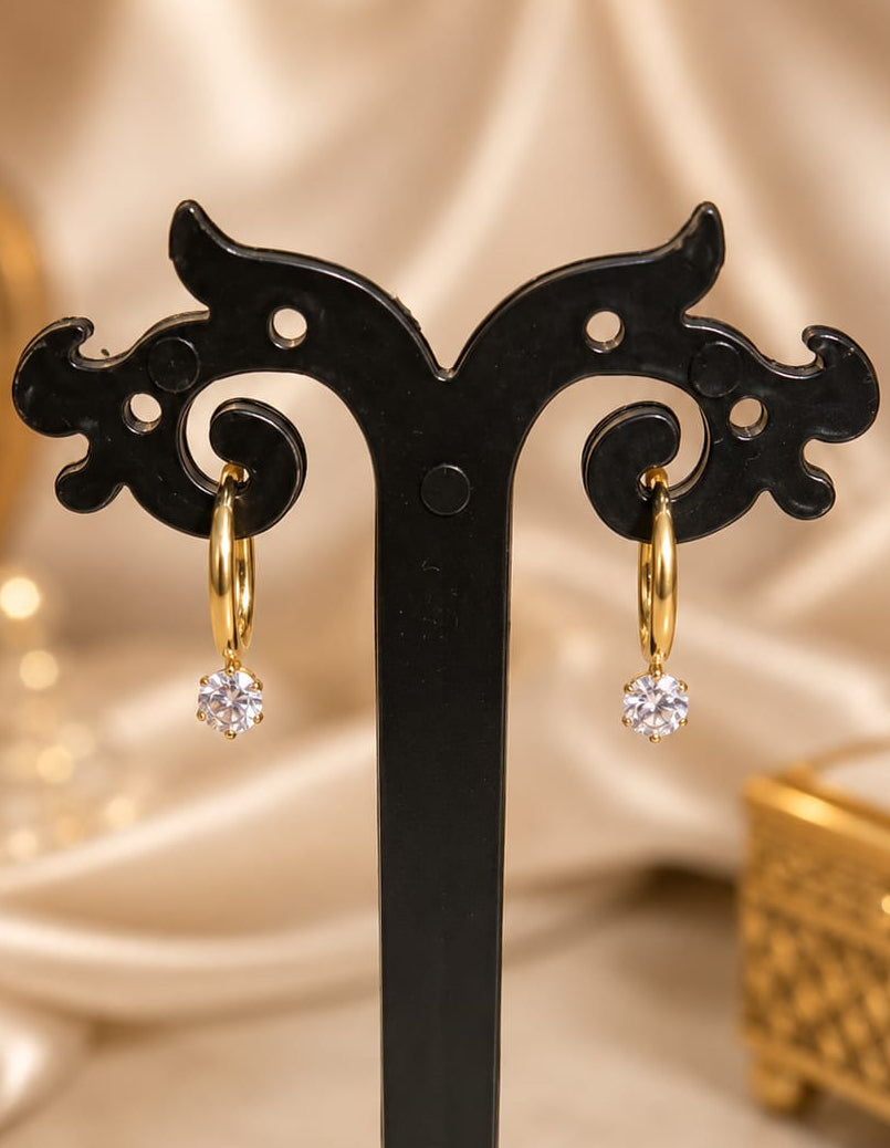 Celeste Solitaire Hoop Earrings