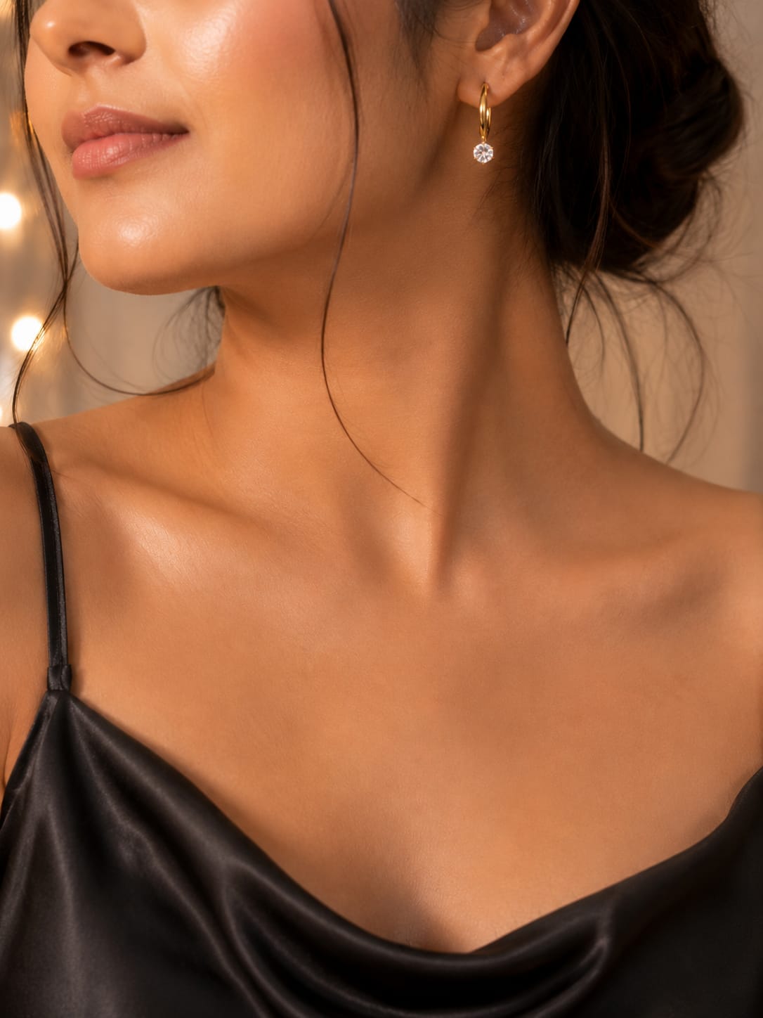 Celeste Solitaire Hoop Earrings