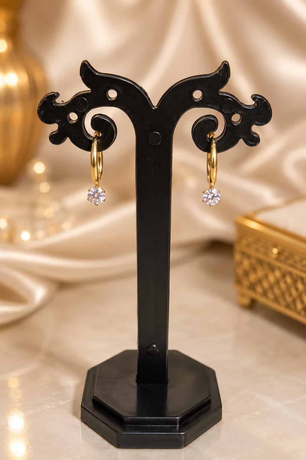 Celeste Solitaire Hoop Earrings