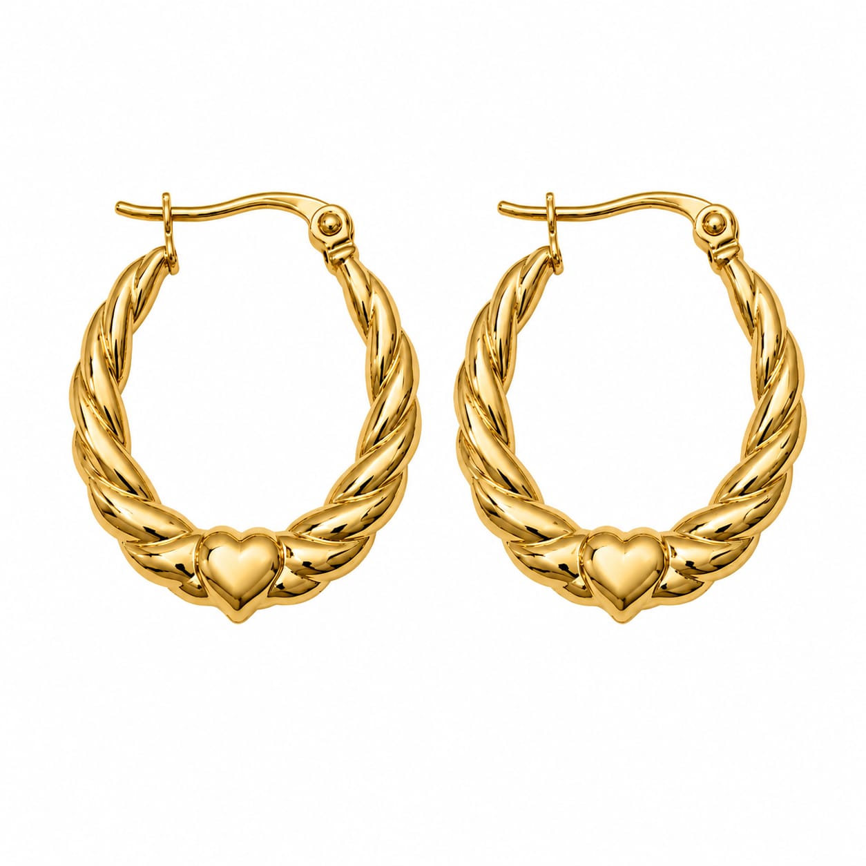 Golden Heart Twist Hoops