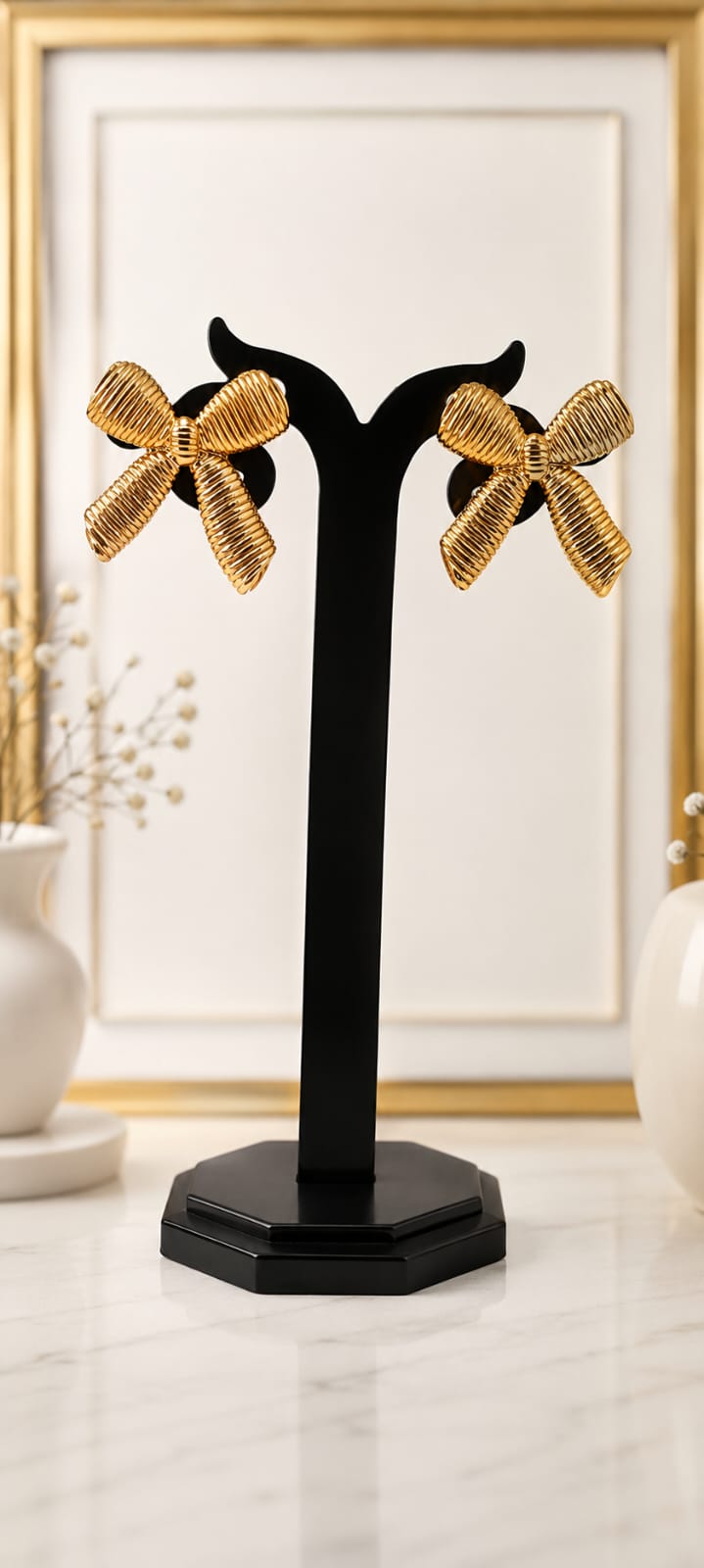 Golden Ribbon Studs