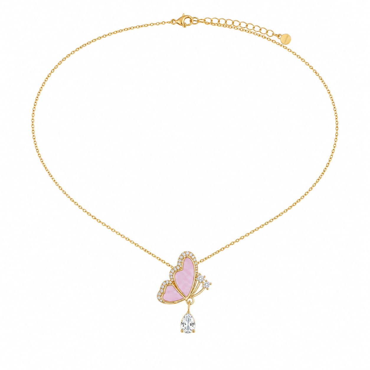 Butterfly Charm Necklace(Pink)