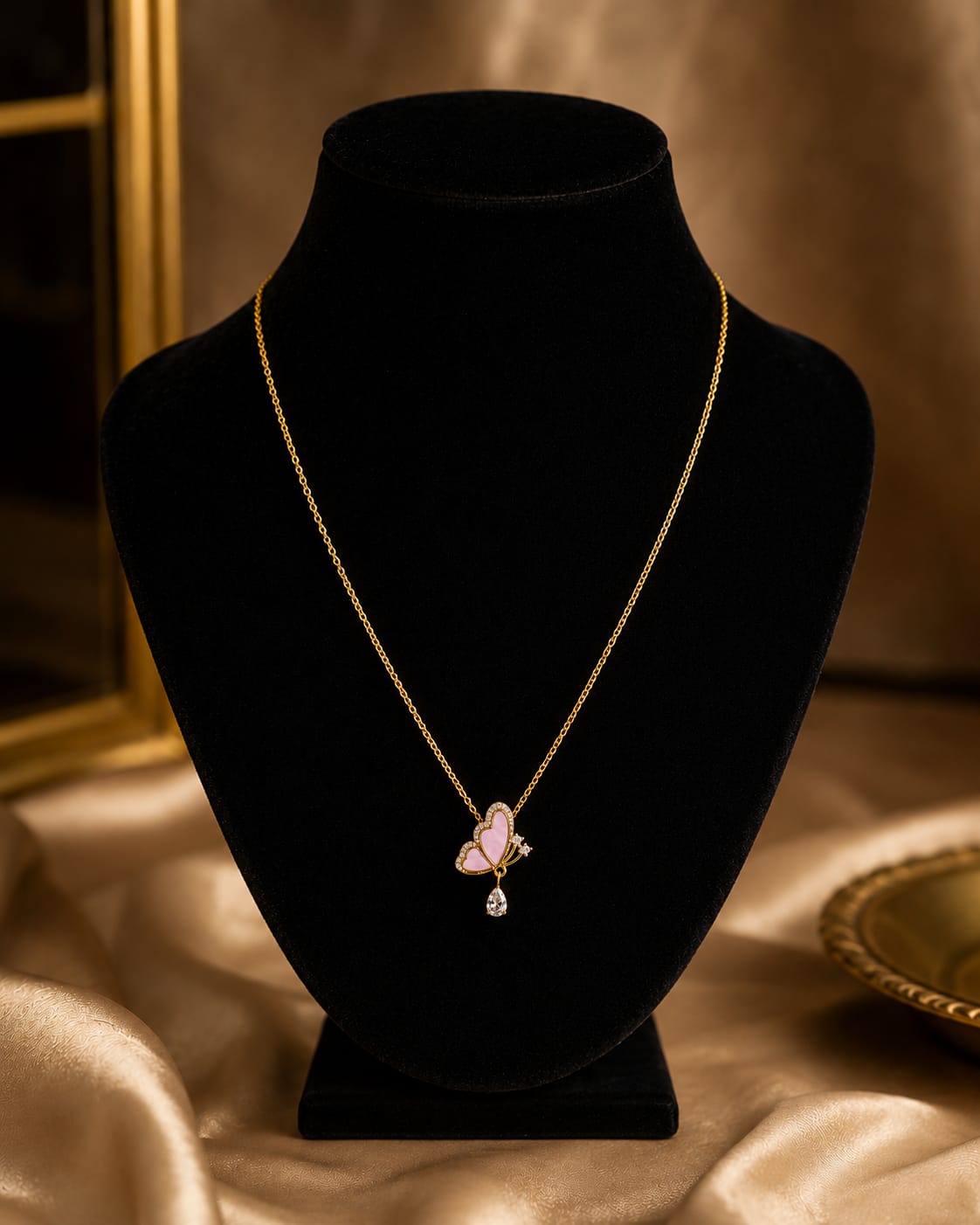 Butterfly Charm Necklace(Pink)