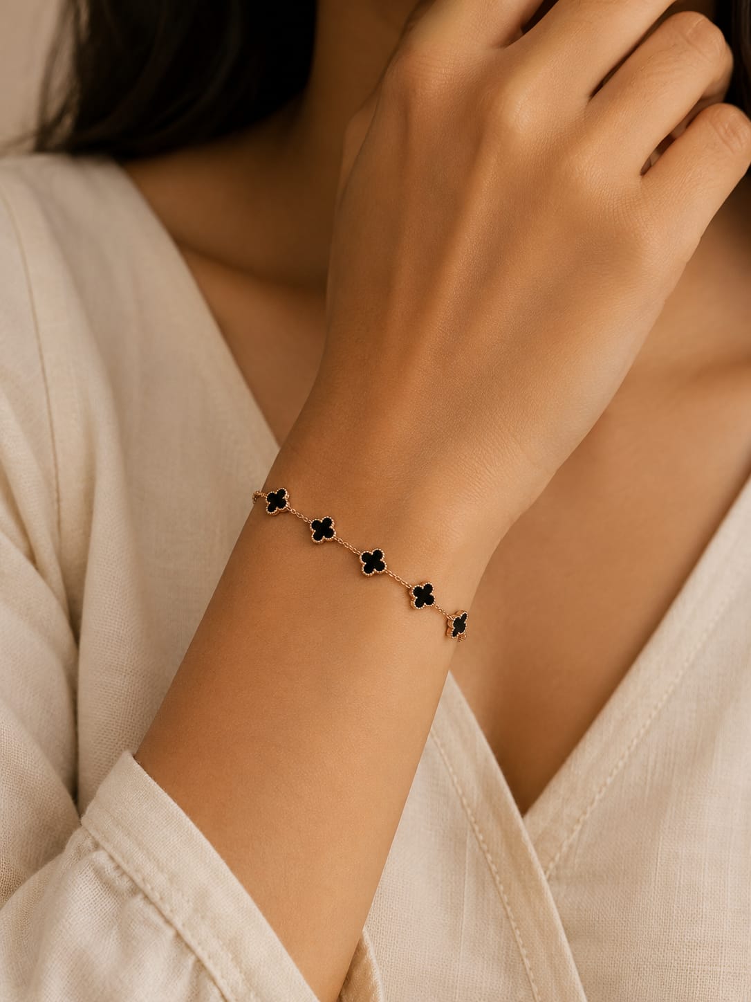 Midnight Clover Bracelet ( Rose Gold Tone)