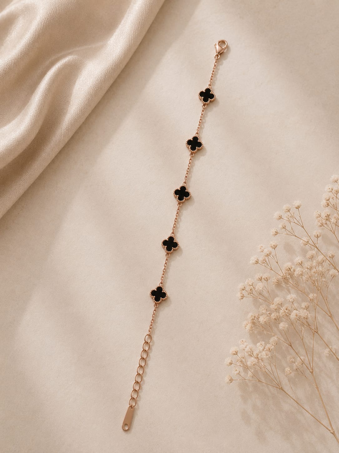 Midnight Clover Bracelet ( Rose Gold Tone)