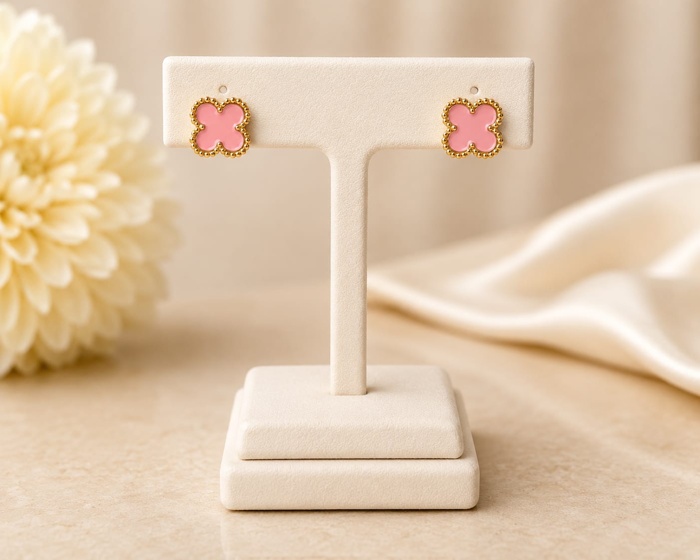 Blush Pink Clover Studs