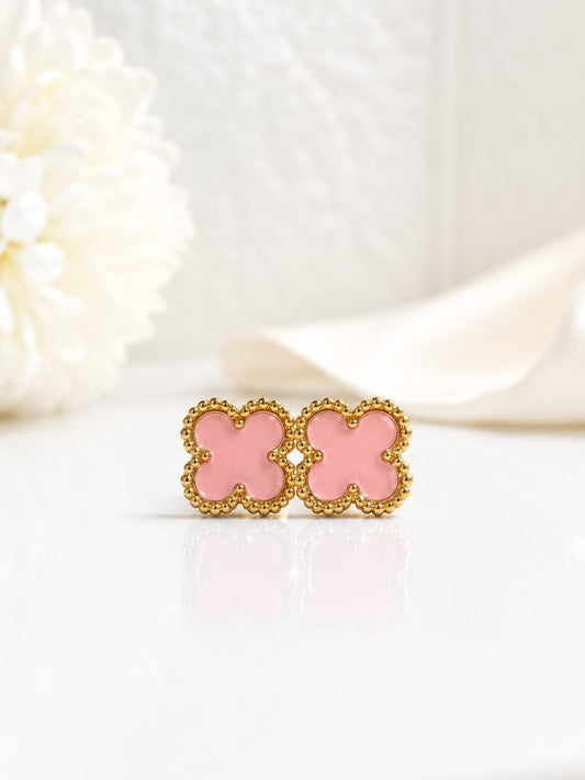 Blush Pink Clover Studs