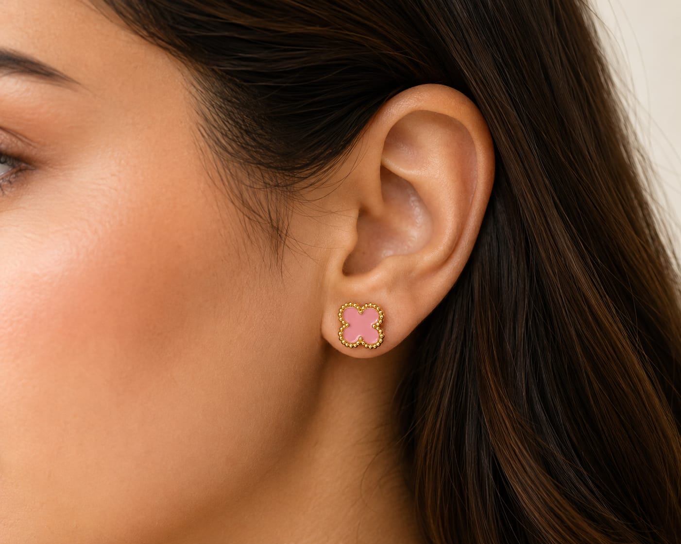 Blush Pink Clover Studs