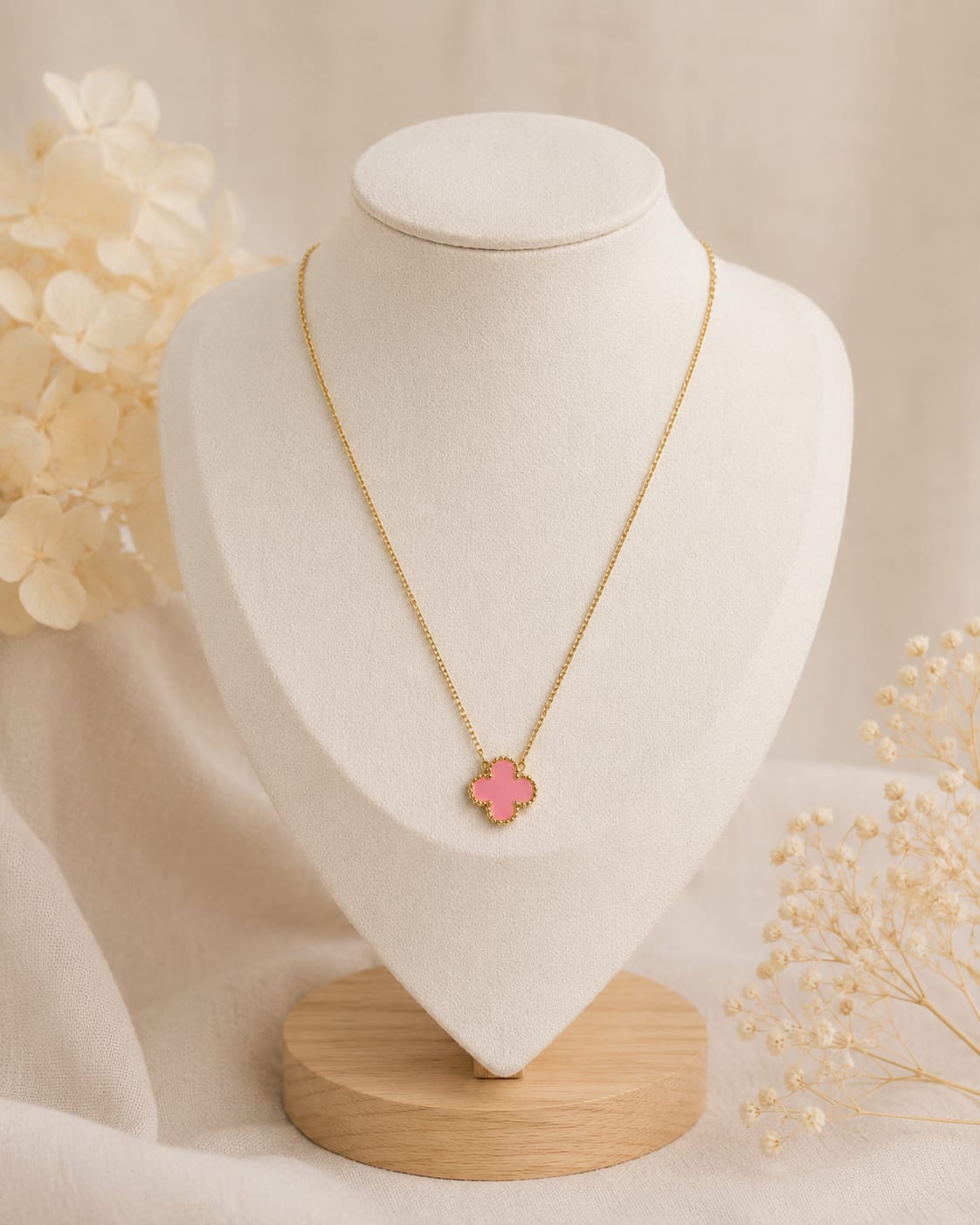 Pink Clover Necklace