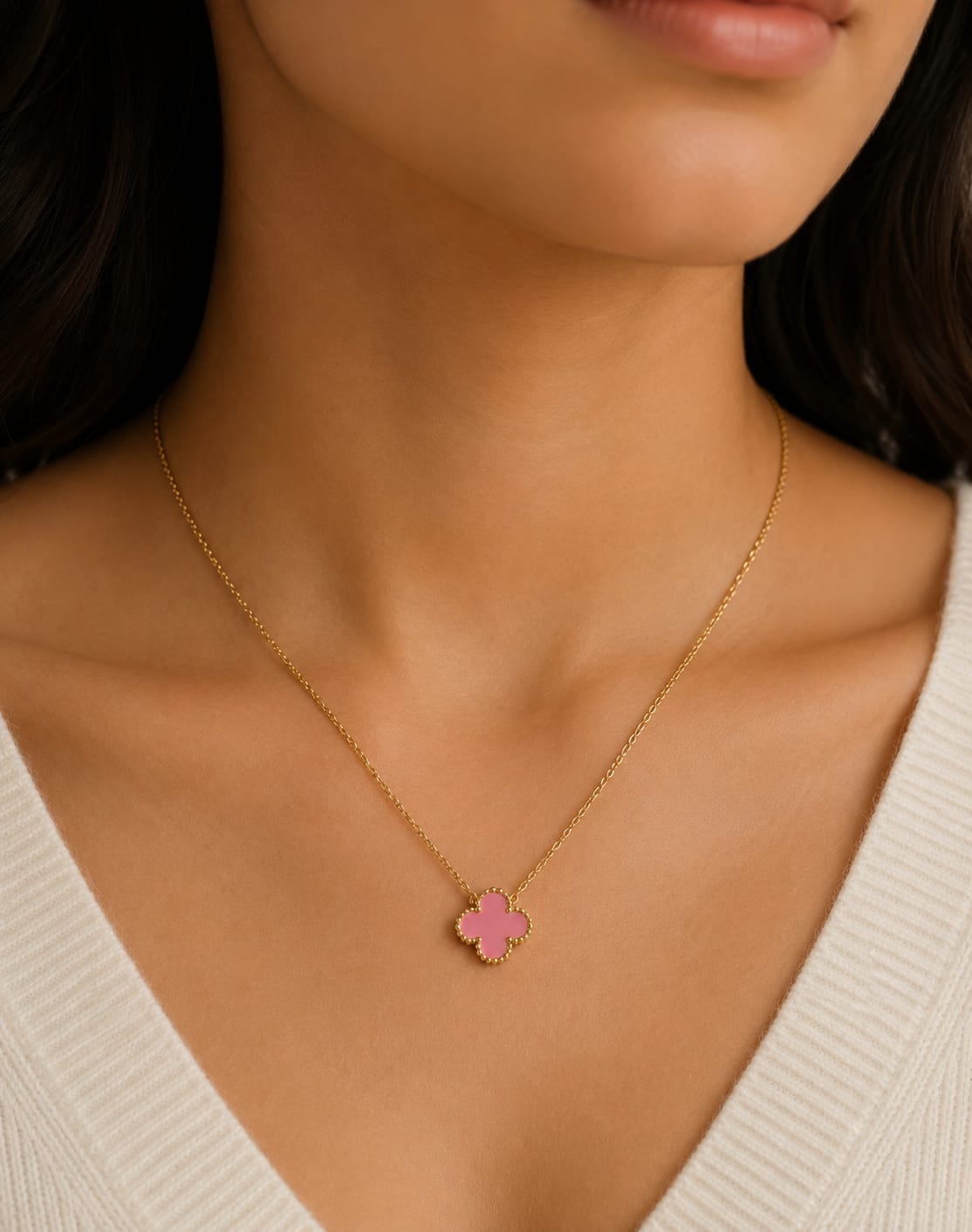 Pink Clover Necklace