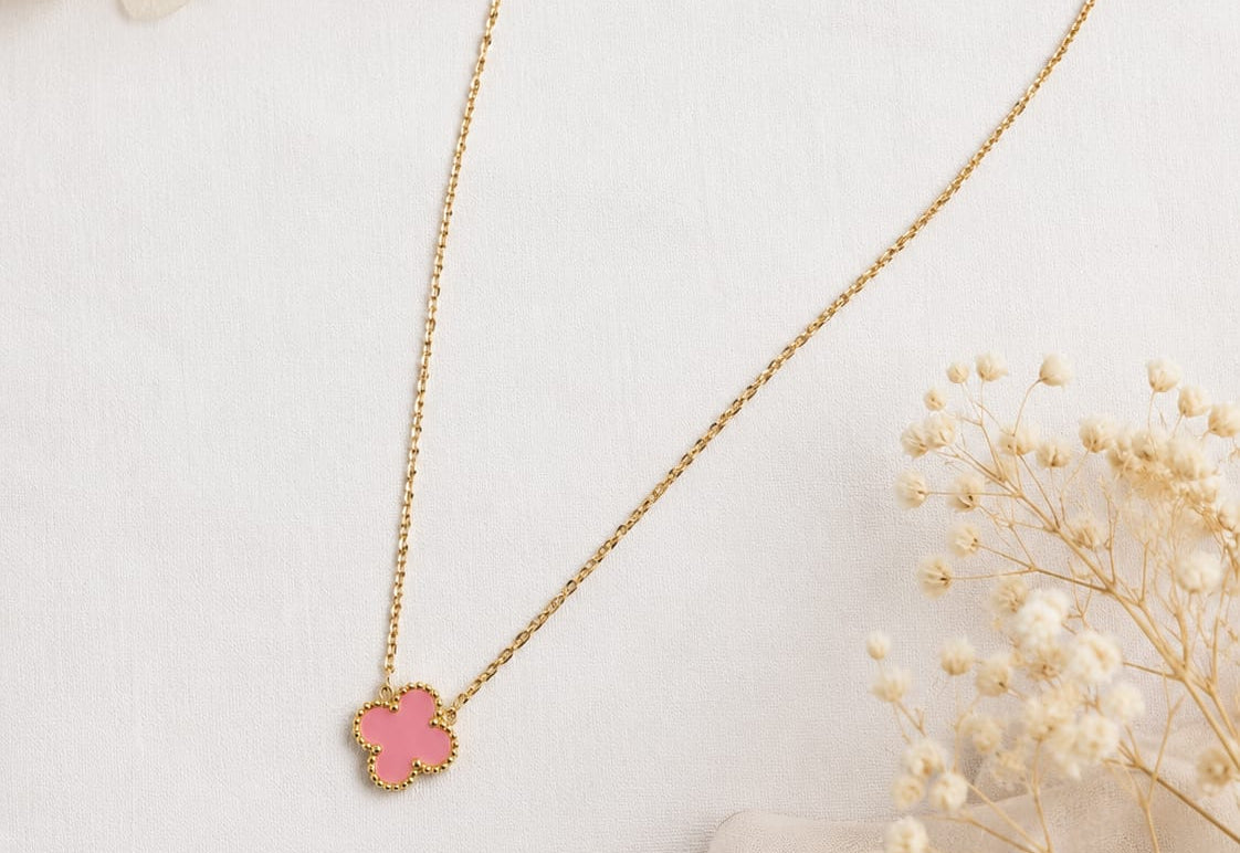 Pink Clover Necklace