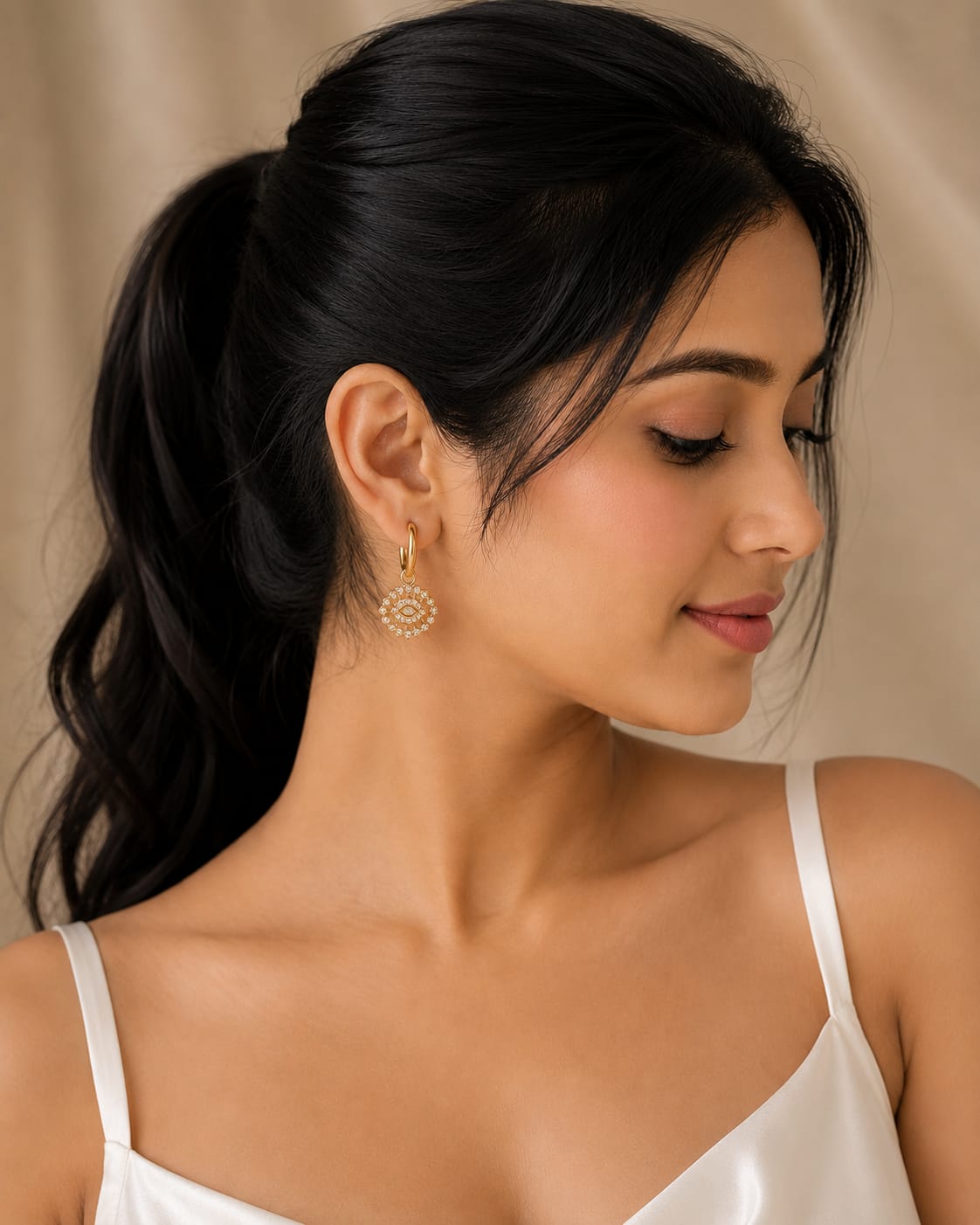 Nazar Charm Hoop Earrings 🧿