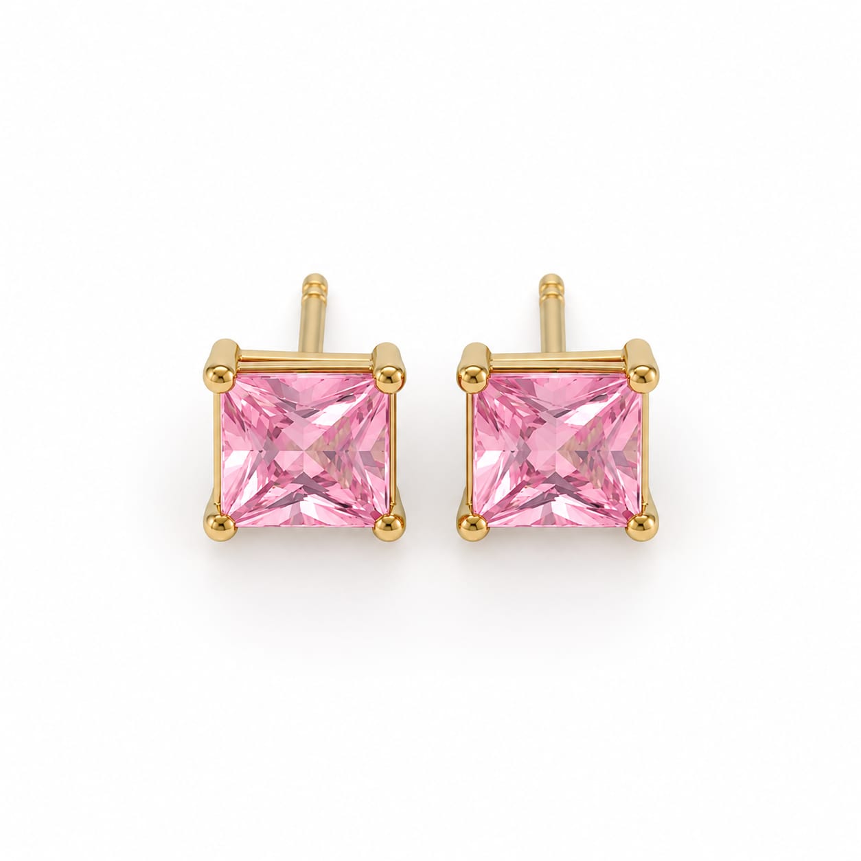 Blush Princess Cut Studs