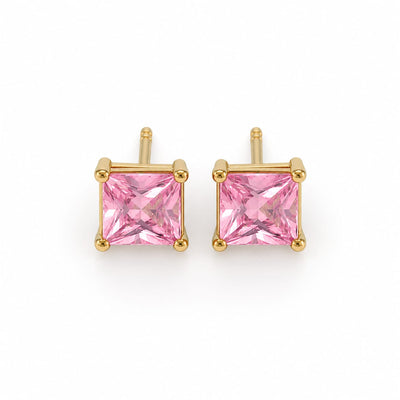 Blush Princess Cut Studs