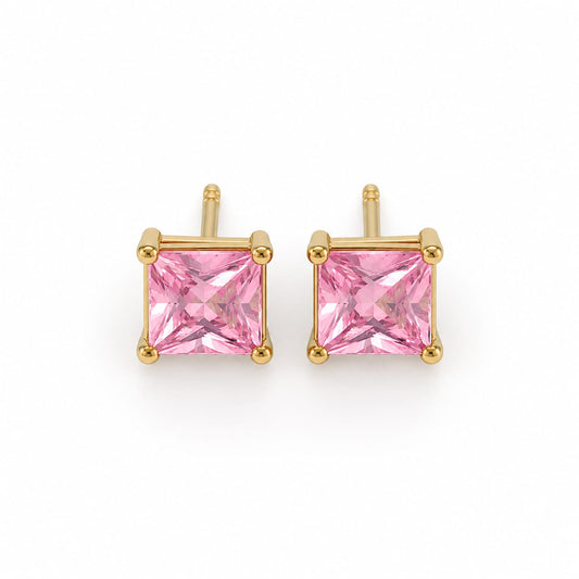 Blush Princess Cut Studs
