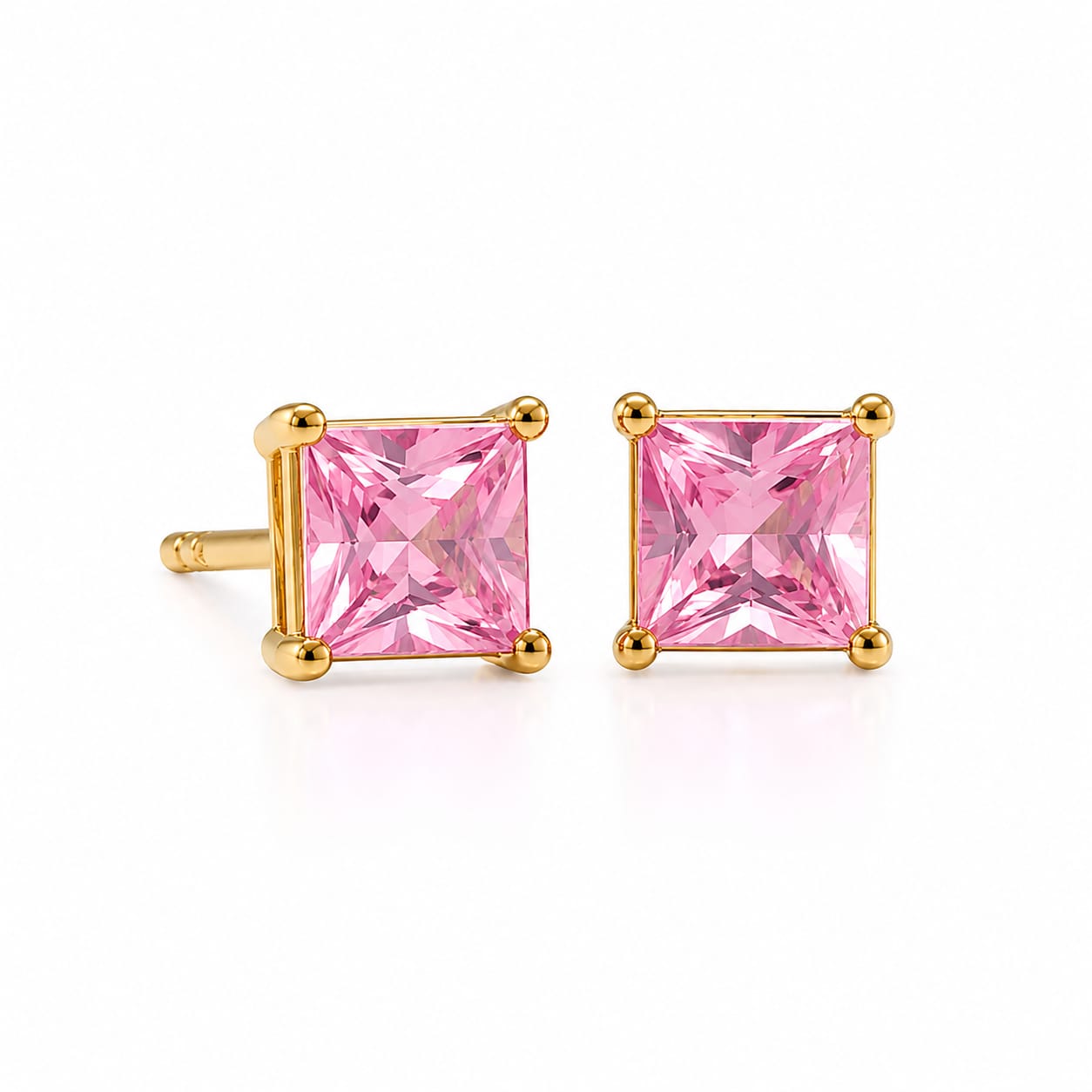Blush Princess Cut Studs