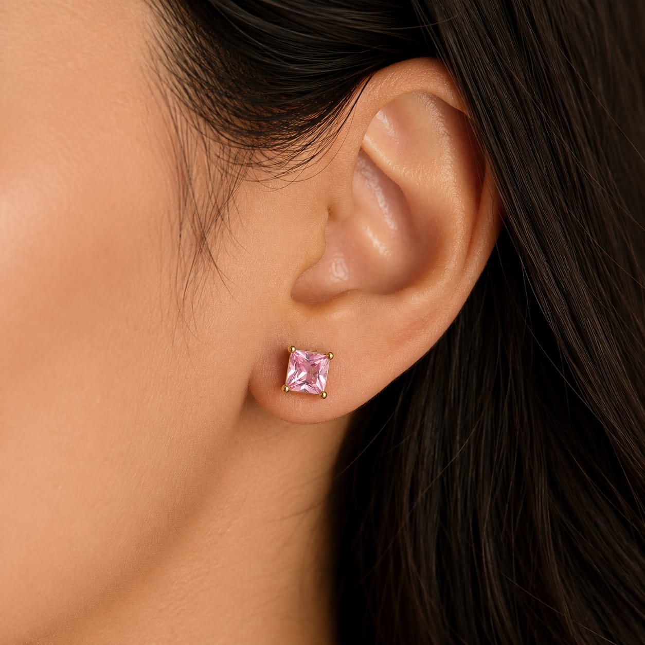 Blush Princess Cut Studs