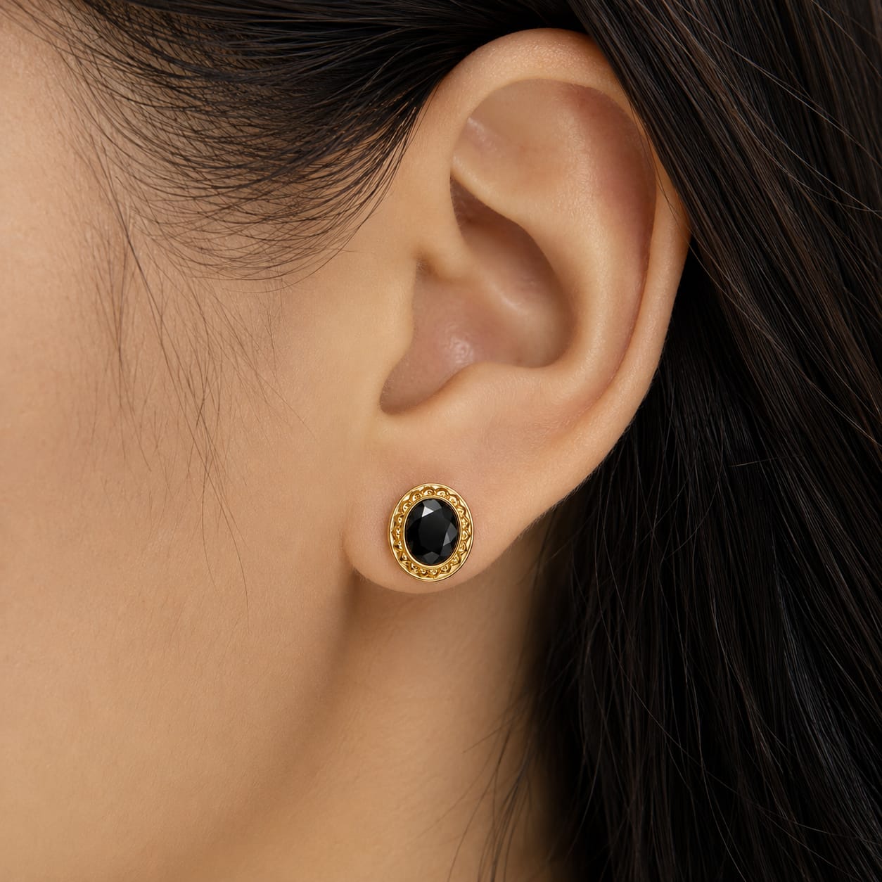 Midnight Oval Stud Earrings