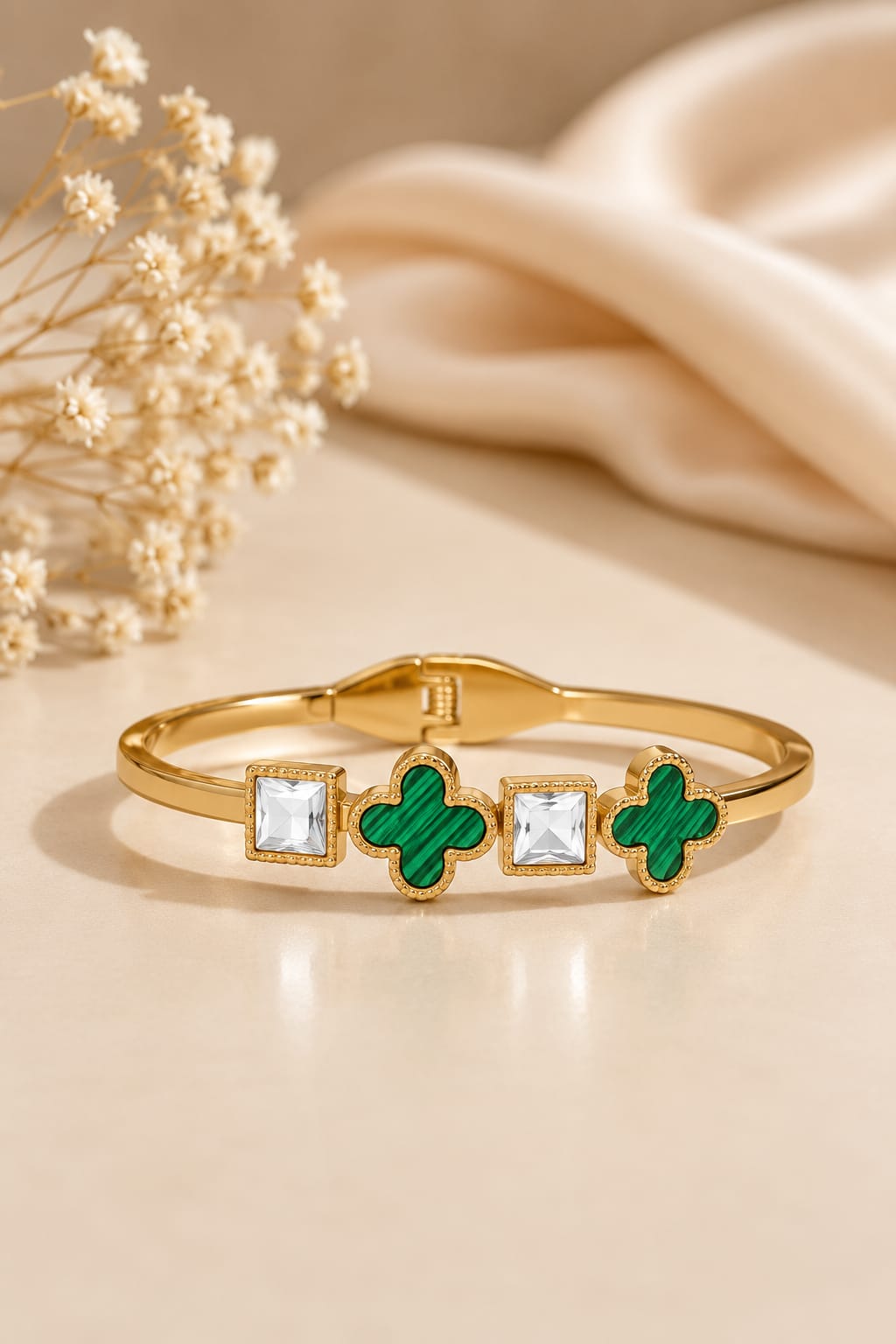 Emerald Clover Cuff