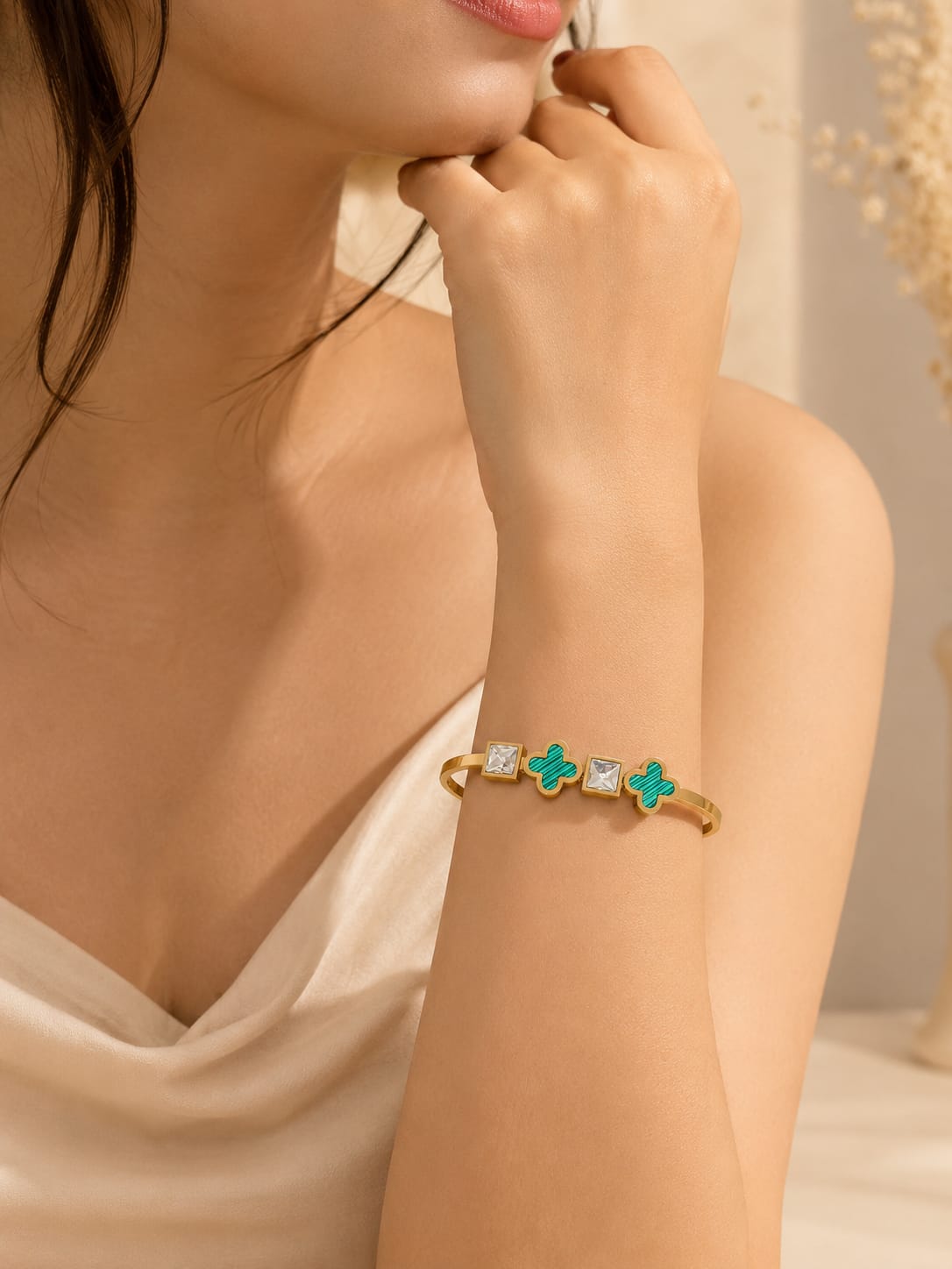 Emerald Clover Cuff