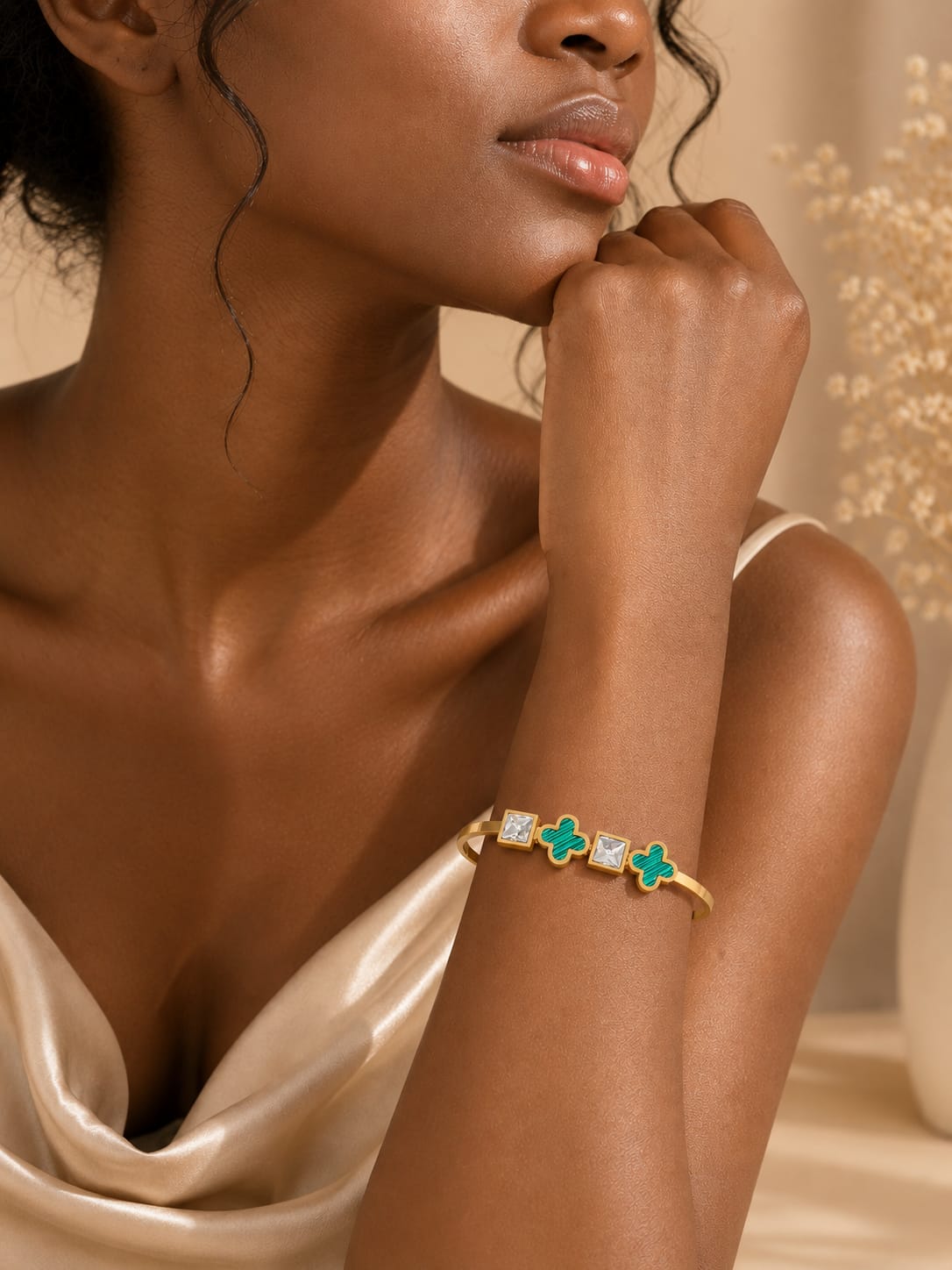 Emerald Clover Cuff